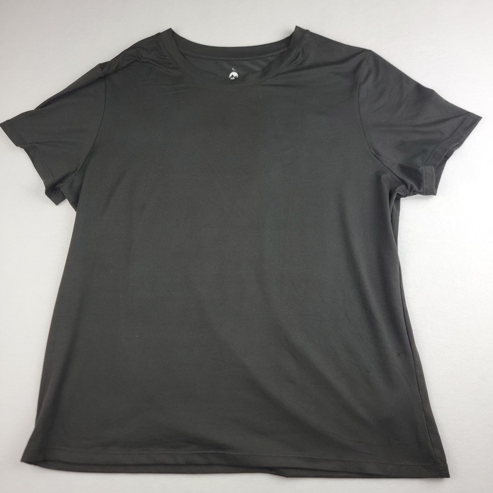 Uinke Womens Activewear T-Shirt Black Short Sleeve Crewneck Stretch Top Large